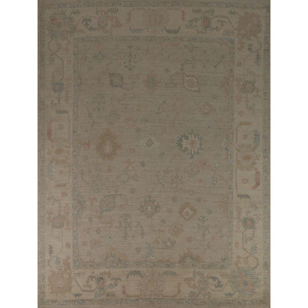 Vegetable Dye Oushak Turkish Area Rug Handmade Wool Carpet - 7'11" x 9'10"