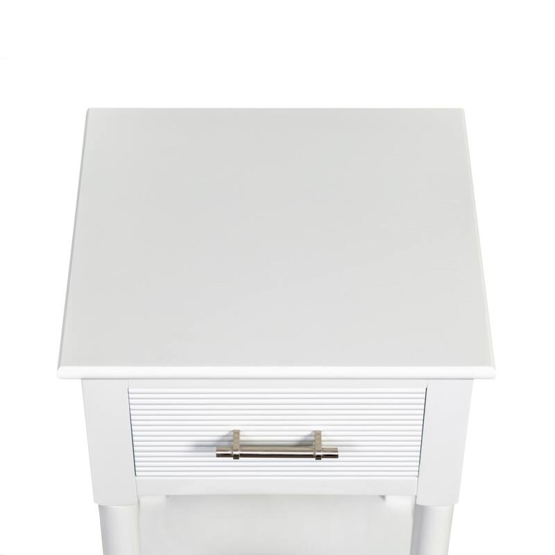 Azalea Park Ribbed Drawer Wood Accent Table with Shelf - 14 W x 13.40 D x 28 H