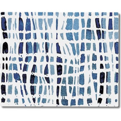 Indigo Wavy Lines 3mm Heat Tolerant Tempered Glass Cutting Board 10” x 8” Manufactured in the USA Dishwasher Safe