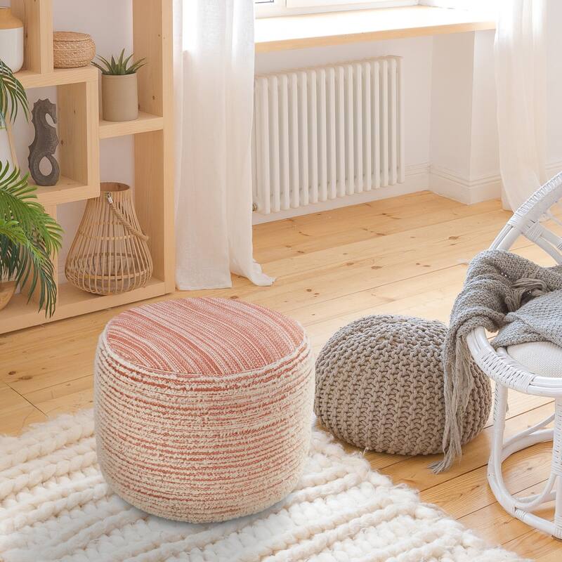 HomeRoots 18" Pink Polyester Ottoman