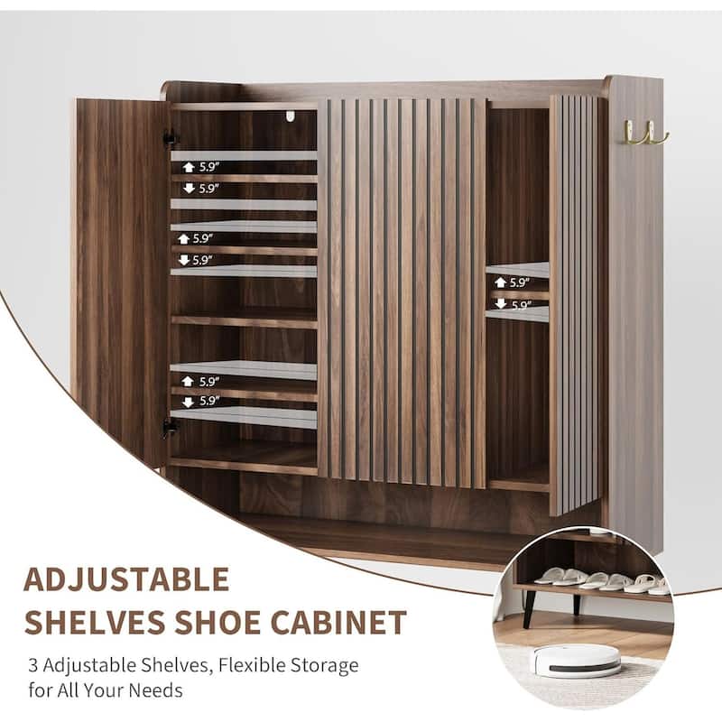 6-Tier Shoe Cabinet Organizer with 3 Doors for Hallway, Entryway, Living Room