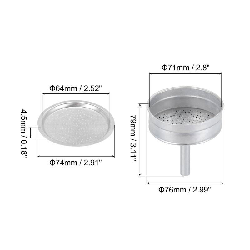 Aluminium Filter Replacement,74x64x4.5mm for 9-Cup Use Mocha Coffee Maker Pot - Silver - Silver