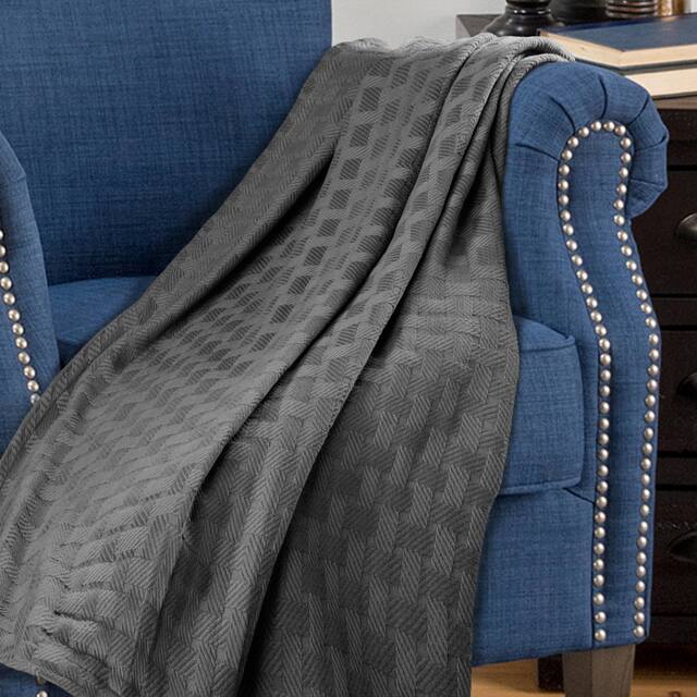 Basketweave All-Season Bedding Cotton Blanket by Superior