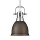 preview thumbnail 1 of 0, Yep by Golden Lighting Duncan 1-light 9in Rod Hung Pendant in Chrome and Rubbed Bronze shade