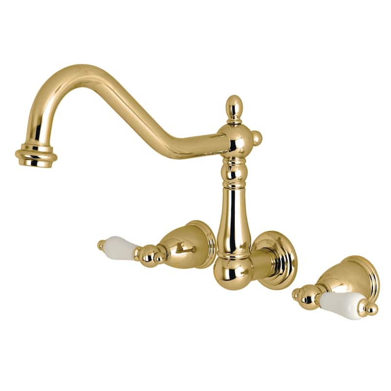 Heritage 3-Hole Wall Mount Roman Tub Faucet in Oil Rubbed Bronze - Polished Brass
