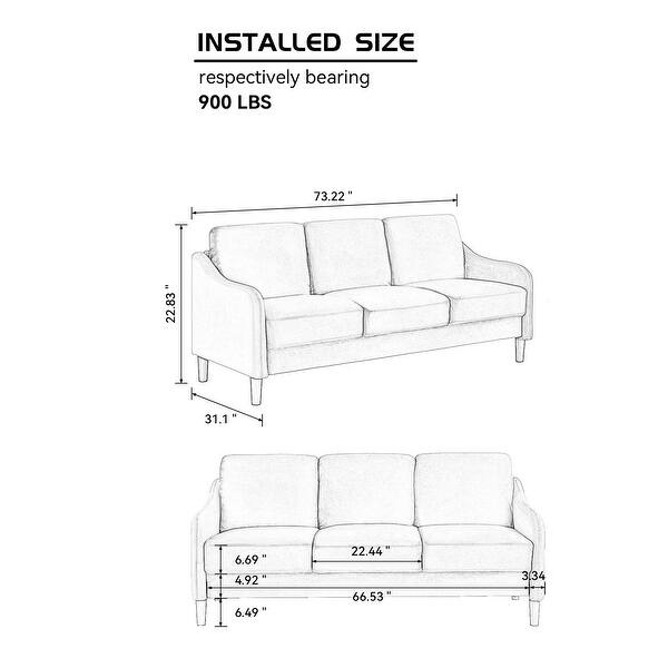 73.22inch Velvet 3 Seater Sofa Bed Bath & Beyond 38195540