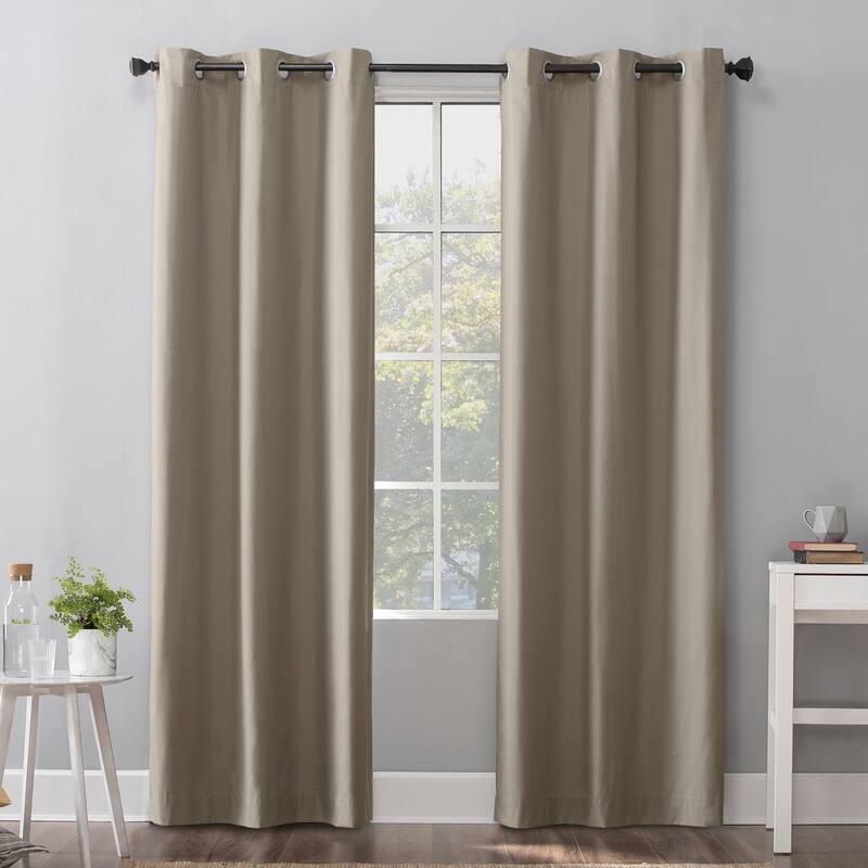 Sun Zero Cyrus Thermal Total Blackout Grommet Curtain Panel, Single Panel - 40 x 96 - Stone