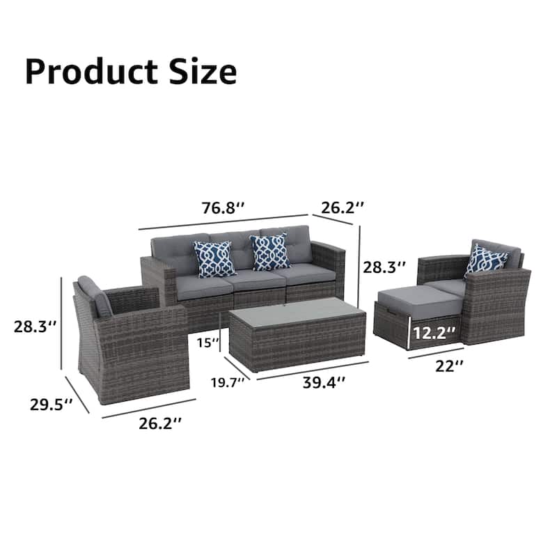 Outdoor 7-Piece Wicker Sectional Sofa Set