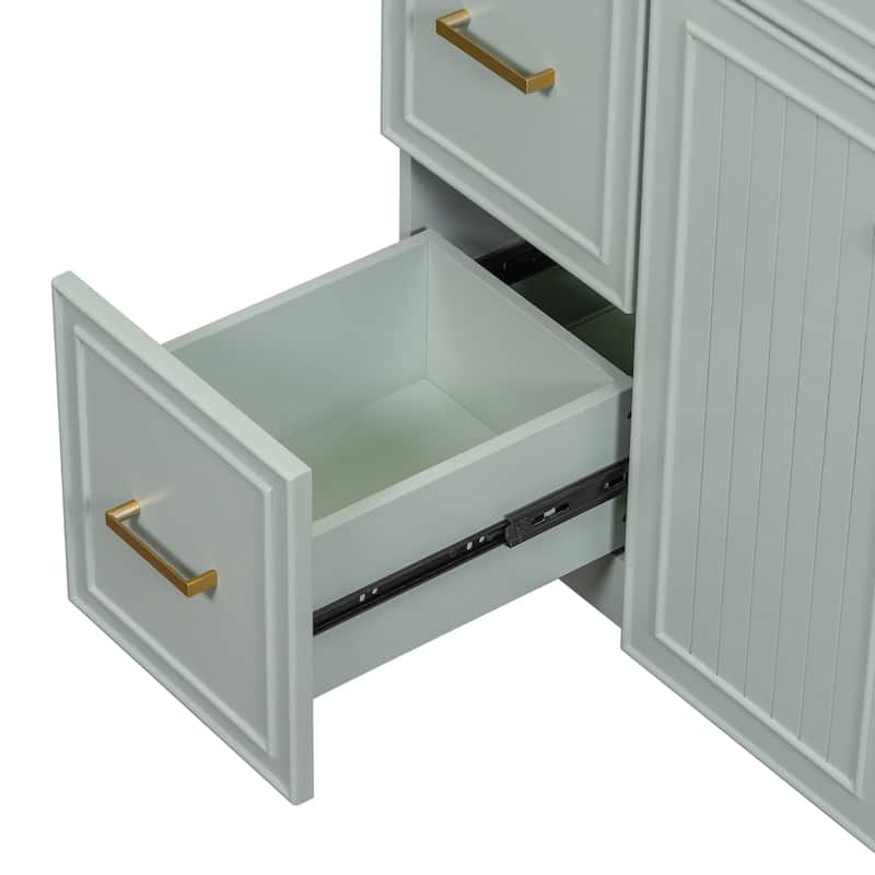 GDFStudio - Elise Wood & Resin 36" Transitional Bathroom Vanity with Sink, 2 Drawers, Shelf & 2 Doors