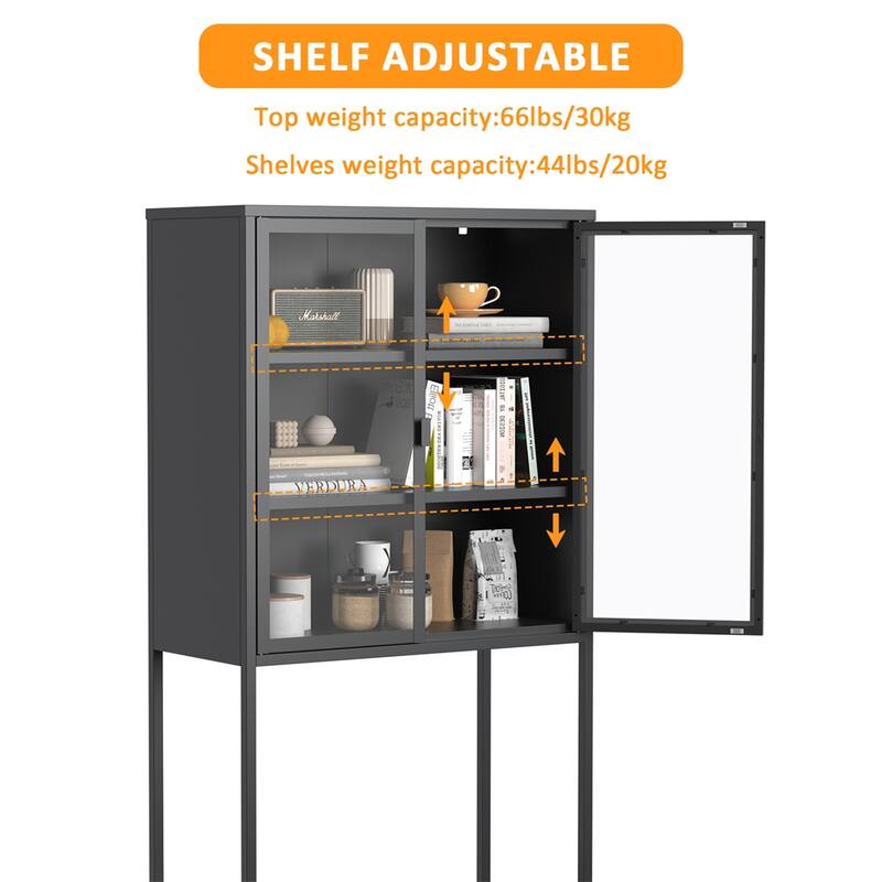 59"H Heavy Duty Metal Storage Cabinet,Tall Bookcase Bookshelf Cabinet