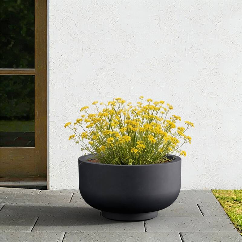 Concrete Planter / Pot Lightweight Planter Bowl with Drainage Holes