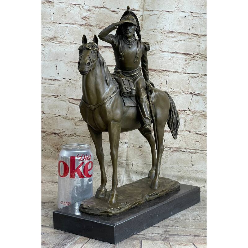19Th Century Cavalry Soldier Warrior On Horseback Bronze Statue Sculpture Figure 15 Inchesx 12 Inches
