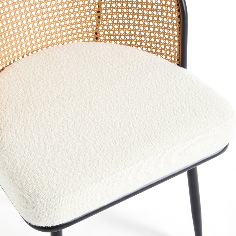 Upholstered Rattan Dining Chairs with Metal Legs Set of 2/4 - 29.92"H x 20.5"W x 23.03"D