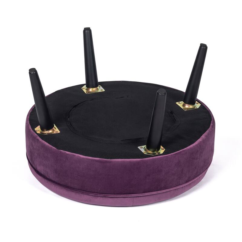 Carson Carrington Indnas Round Velvet Cocktail Coffee Table Ottoman