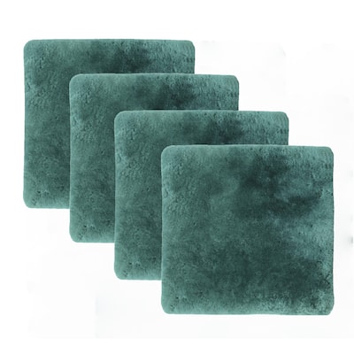 HomeRoots Set Of Four 17" X 17" Emerald Linen Solid Color Dining Chair Pad