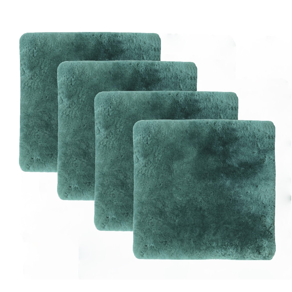 HomeRoots Set Of Four 17" X 17" Emerald Linen Solid Color Dining Chair Pad