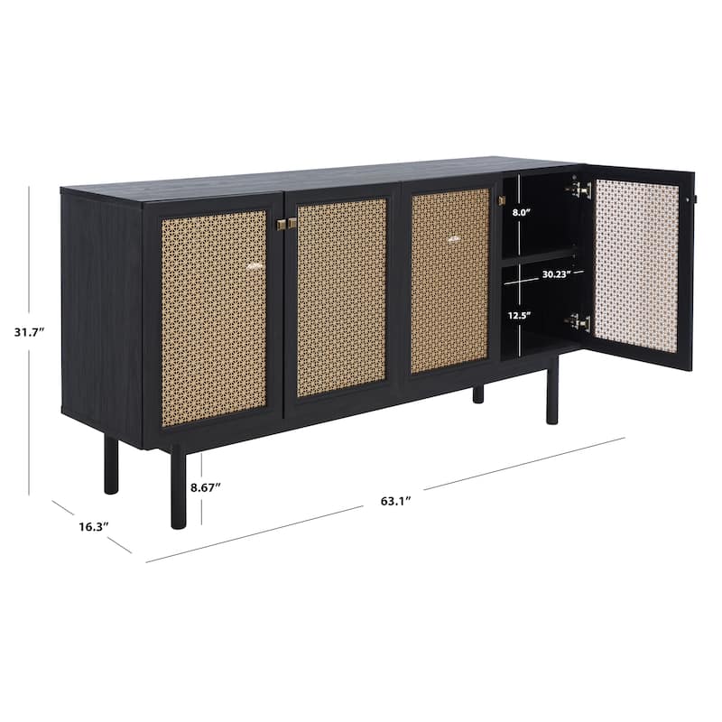 SAFAVIEH Micaela 63-inch 4-Door Storage Media TV Stand - 63.1" W x 16.3" D x 31.7" H - 63Wx16Dx32H