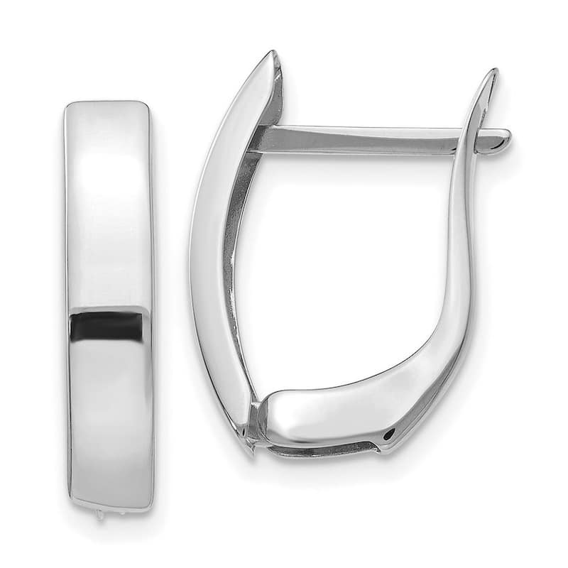 Curata 14k White Gold Solid Polished 20x5mm Hinged Huggies Hoop Earrings