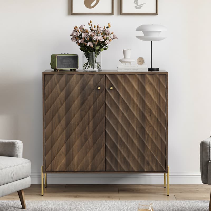 Mid-Century Modern Walnut Sideboard Buffet with Storage - Walnut