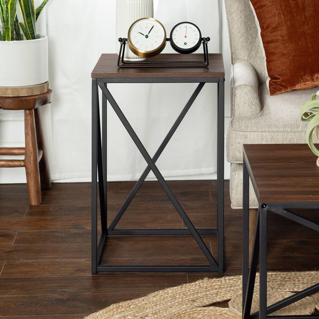 Walker Edison 16-inch Geometric Base Side Table - Overstock - 29582118