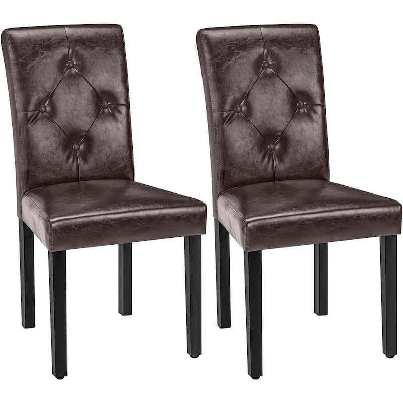 Upholstered Dining Chairs Set of 2/4/6 Modern Dining Chairs with Solid Wood Legs and High Back Dining Room Chairs - Set of 2 - Coffee