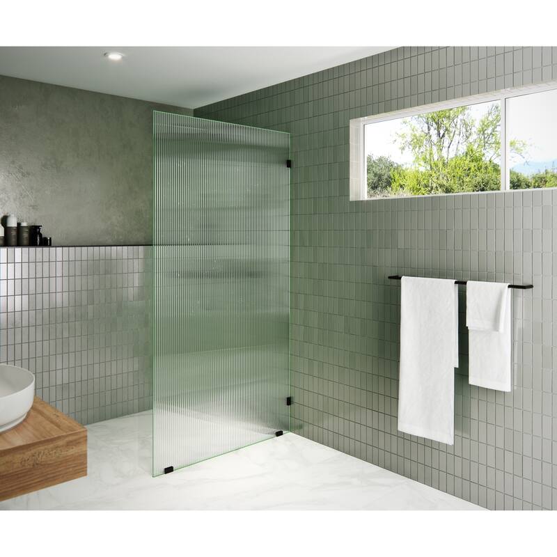 Glass Warehouse 40" x 78" Frameless Shower Door - Single Fixed Panel Fluted Frosted