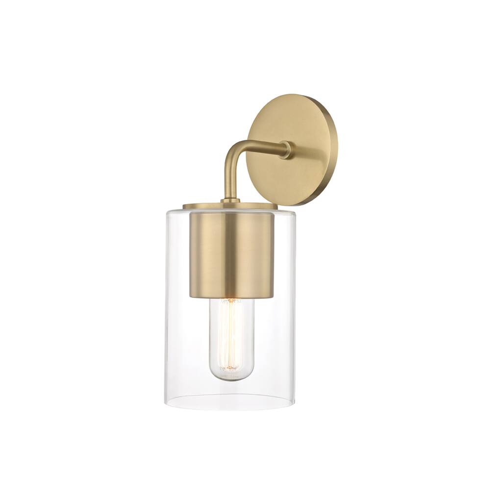 Mitzi by Hudson Valley Lula 1-light Aged Brass Wall Sconce, Clear Glass