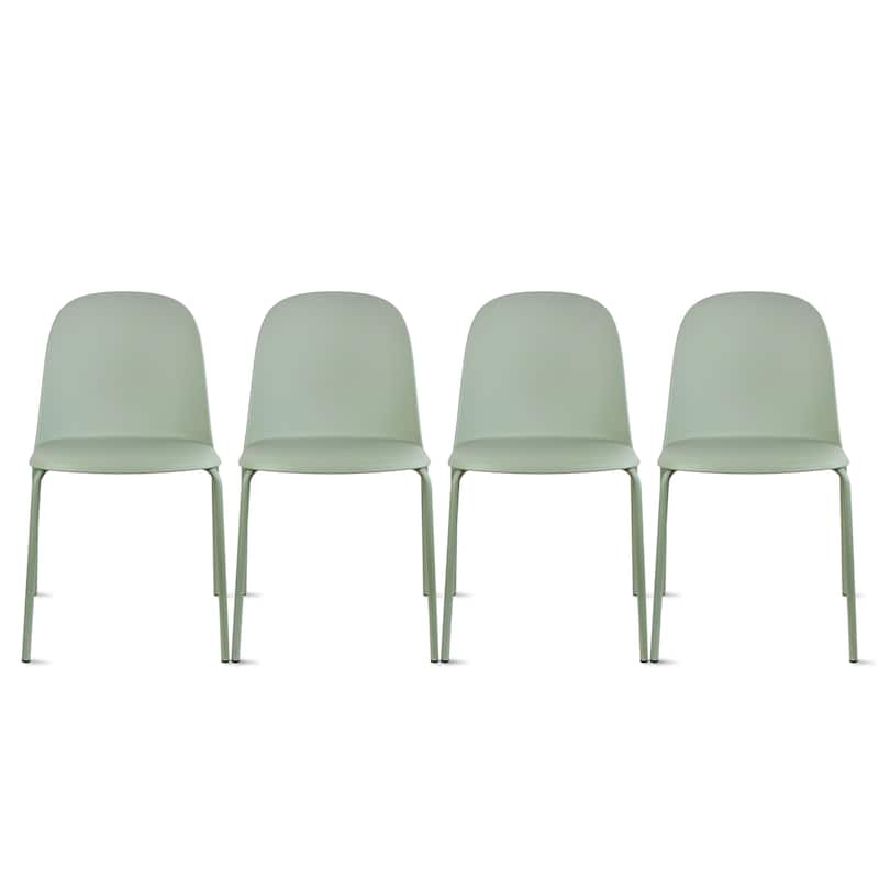 Set of 4 Plastic Dining Chairs For Kitchen Office Business Cafe Guest Waiting Room Event Party Outdoor Patio Hotel - Green