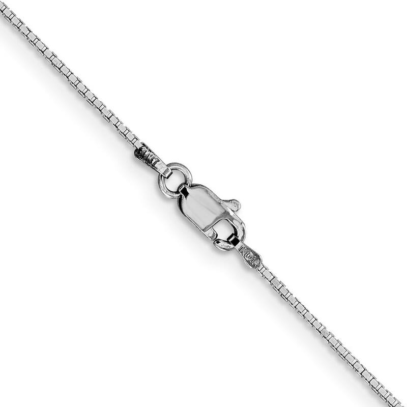 Curata 10k White Gold 1.0mm Solid Box Chain Necklace (Lobster) Options: 16 18 20 22 24 30