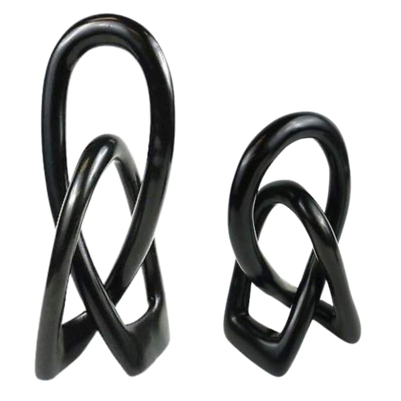 Eternal Love Knot Black Sculptures, Set of Big and Small - N/A