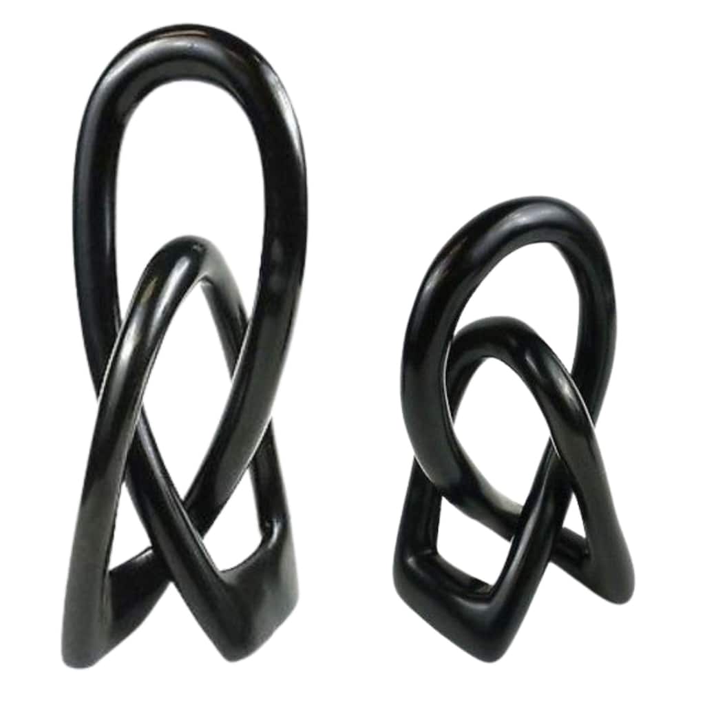 Eternal Love Knot Black Sculptures, Set of Big and Small - N/A