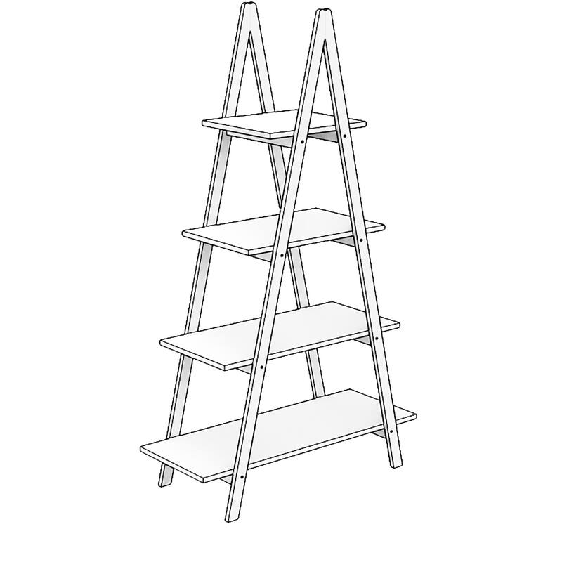 4-Tier Solid bamboo Wood "A" Frame Ladder Display Bookshelf