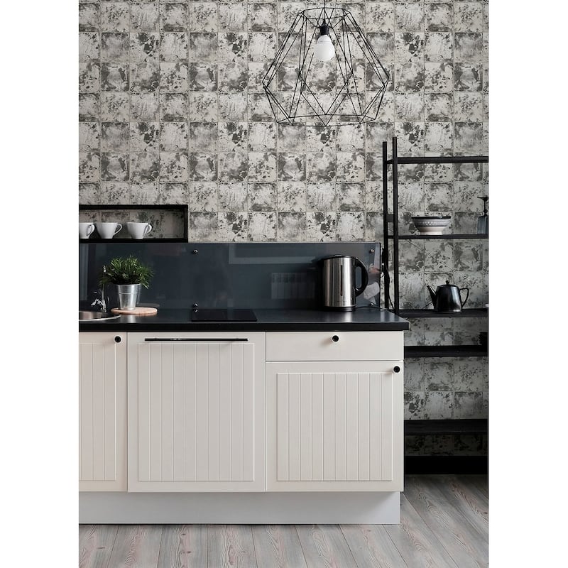 NuWallpaper Metal Sheet Charcoal Peel and Stick Wallpaper