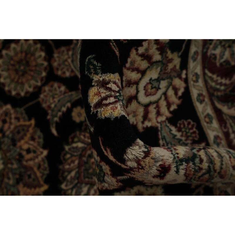 Hand Knotted Oriental 100% Wool Carpet Traditional Floral Black Agra Area Rug - 6' 1'' X 3' 10''