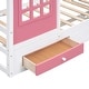 preview thumbnail 6 of 6, White+Pink Twin Wood House Bed with Drawers, Window Decoration