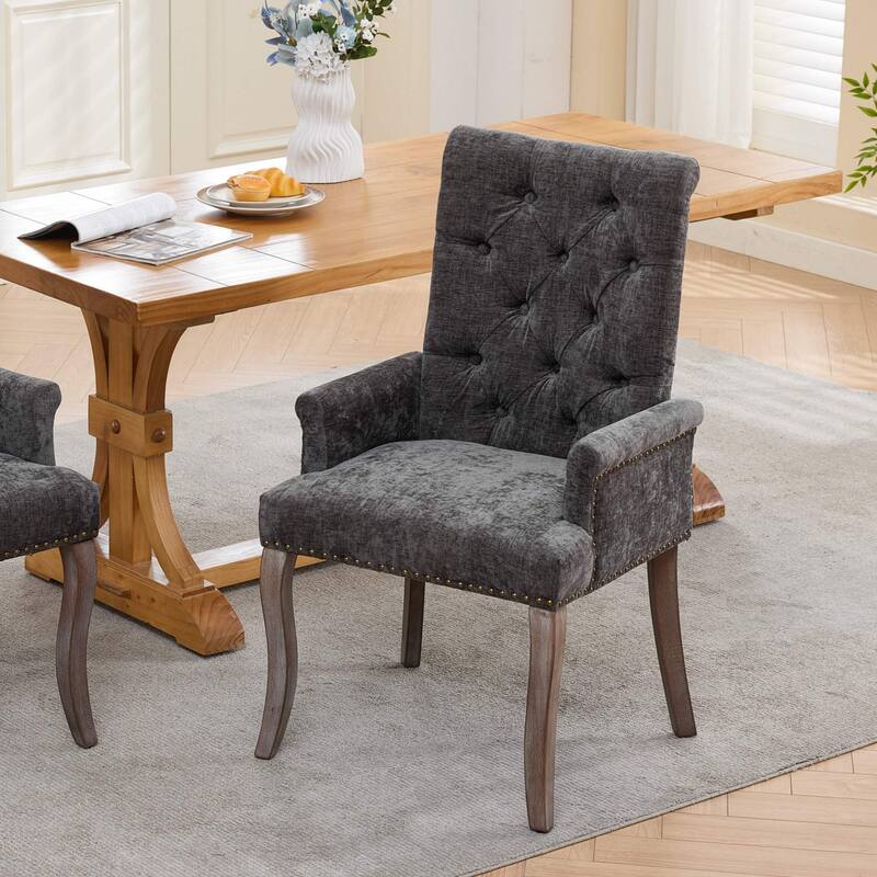 Roomfitters Upholstered Dining Chairs with Barrel Back and Wood Legs, Modern Accent Side Chairs for Living Room