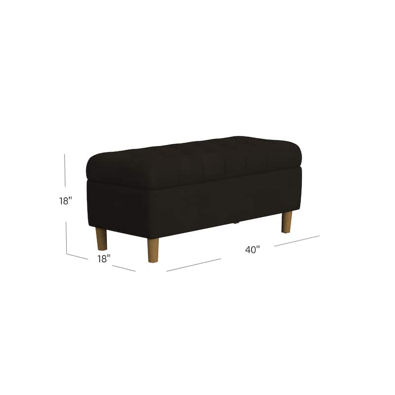 HomePop Button Tufted Top Storage Bench with Wood Legs