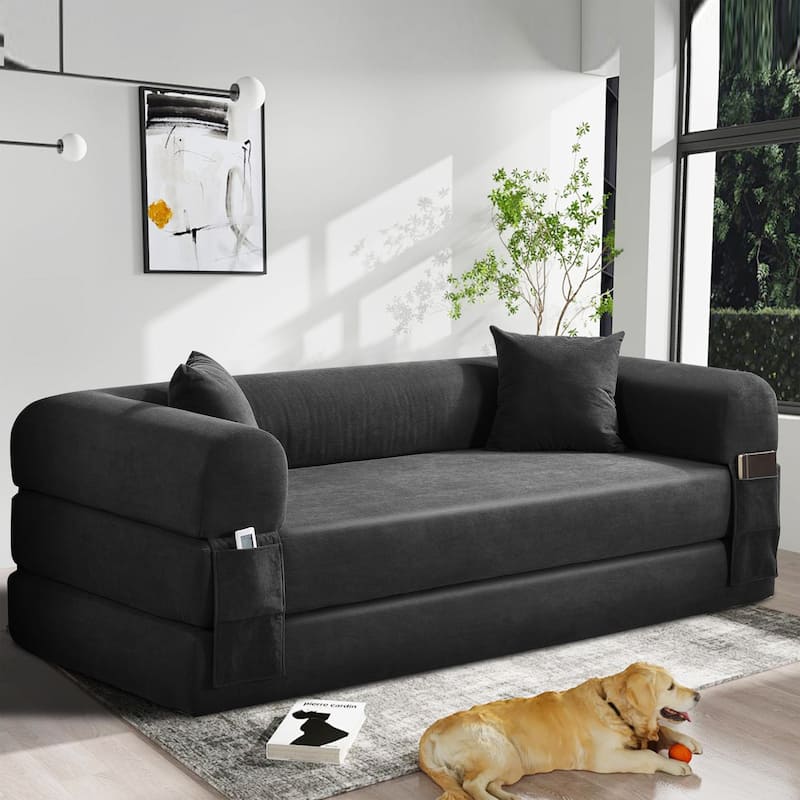 3-in-1 Convertible Sleeper Sofa with Pillows & Storage