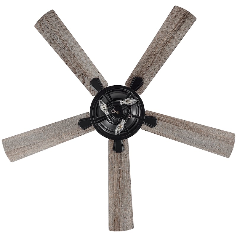 52 in. Indoor Black Farmhouse Ceiling Fan with Light Kit and Pull Chain