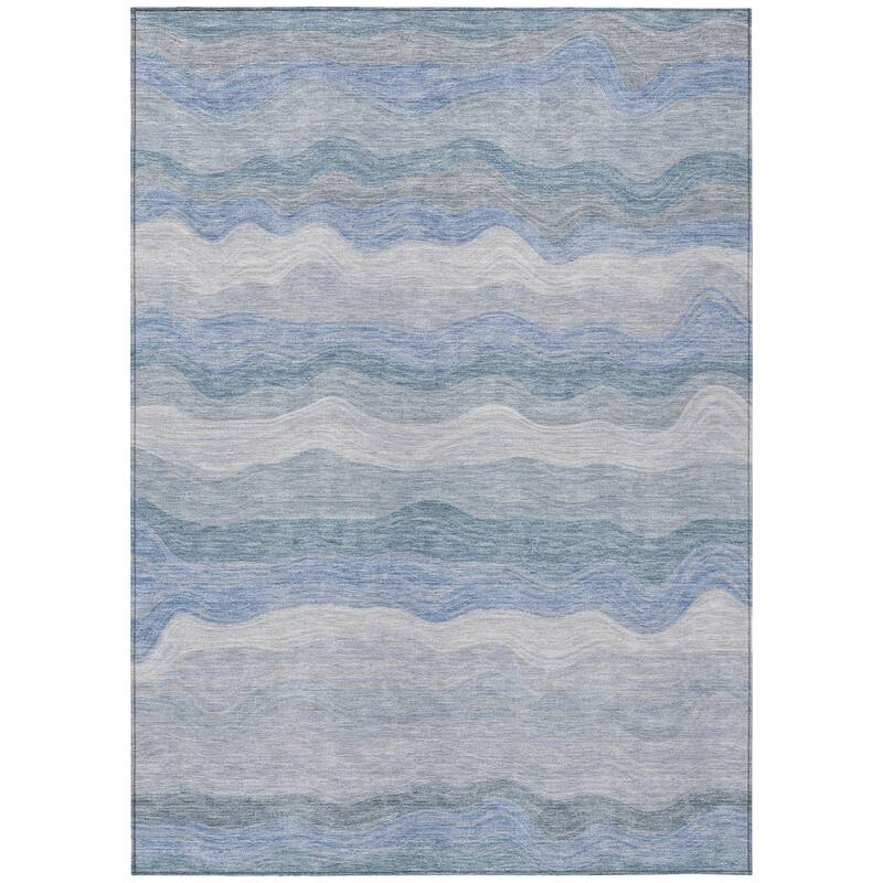 Machine Washable Indoor/ Outdoor Ombre Stripes Chantille Rug