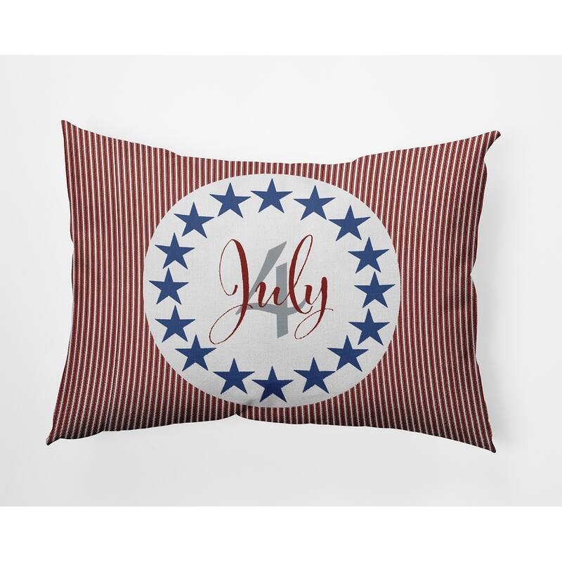July Four Indoor/Outdoor Throw Pillow - 14" x 20" - White