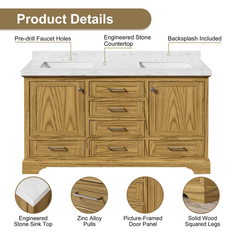 Bathroom Vanity Set Pre-installed Large Space Double Sink