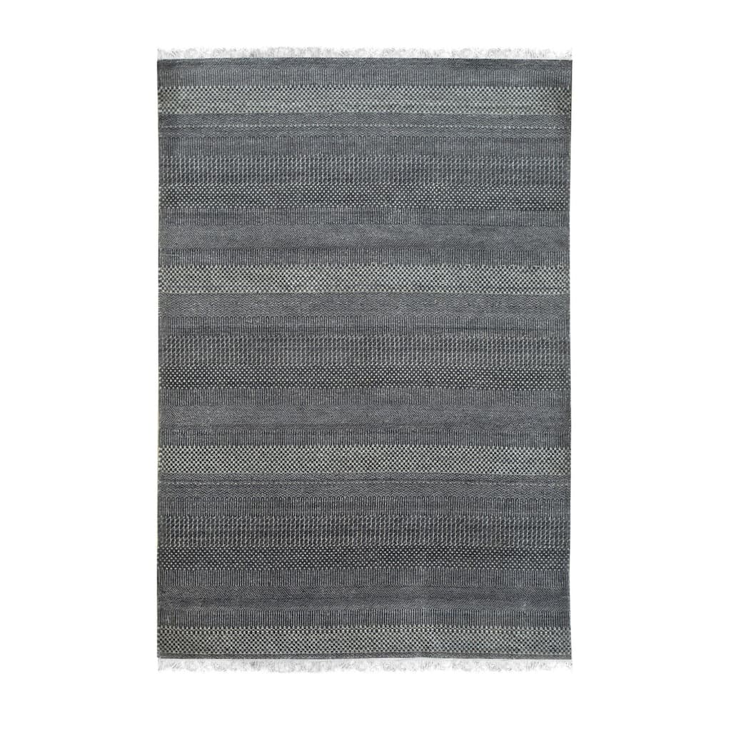 Gray/Ivory Hand Crafted Wool & Viscose Rug, 8' x 10', Soft Stylish Accent - L