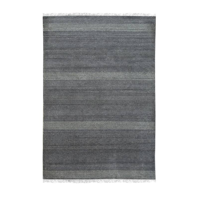 Gray/Ivory Hand Crafted Wool & Viscose Rug, 8' x 10', Soft Stylish Accent - L