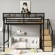 preview thumbnail 8 of 7, Metal Loft Bed with Stairs and Storage Shelves