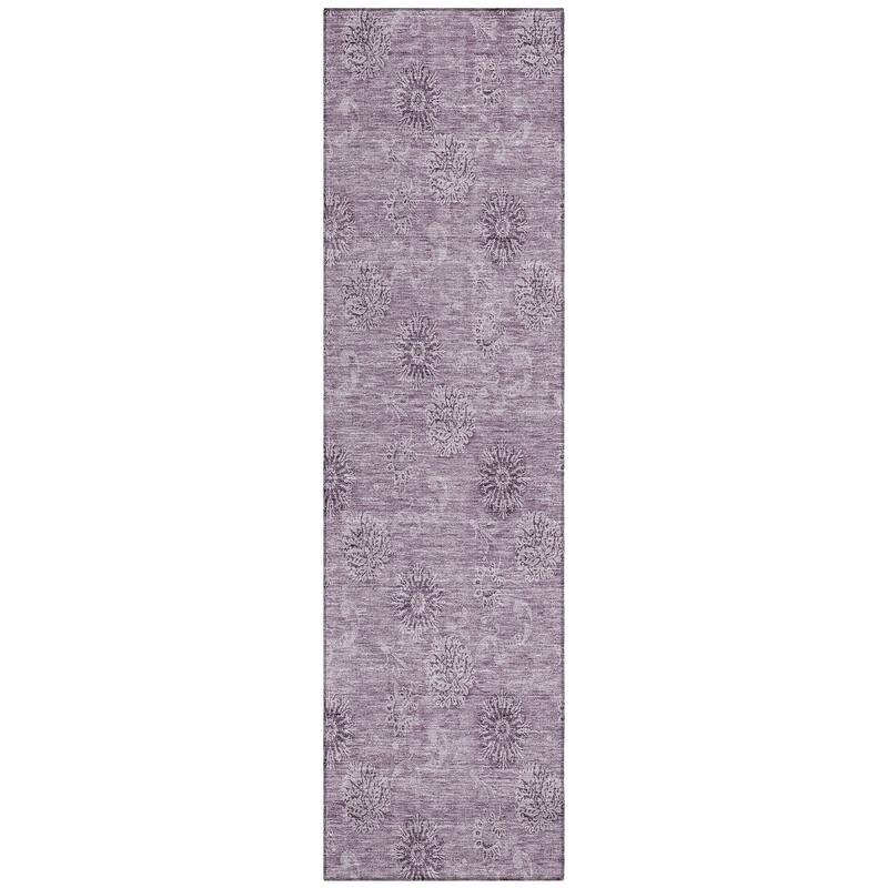 Machine Washable Indoor/ Outdoor Chantille Floral Burst Rug