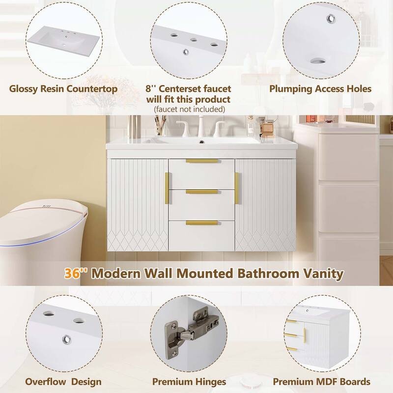 36'' Wall Mounted Bathroom Vanity