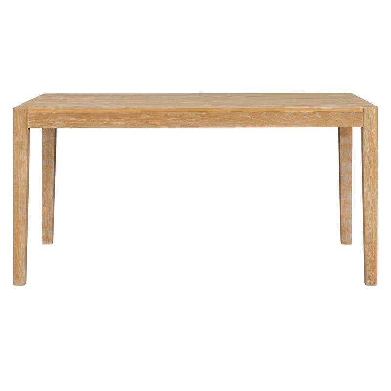 GDFStudio - 7-Piece Rectangular Wood Dining Table Set with 6 Upholstered Chairs