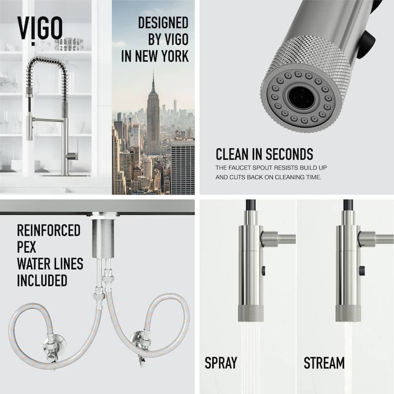 VIGO Sterling 23" H Single Handle Pull-Down Sprayer Kitchen Faucet