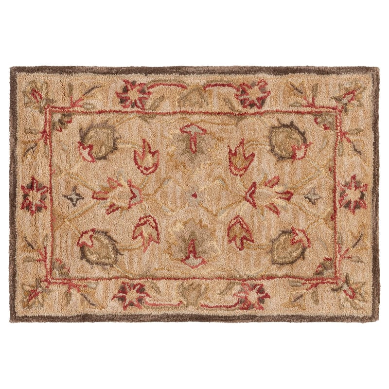 SAFAVIEH Handmade Anatolia Renelle Traditional Oriental Hand-spun Wool Rug - 2' x 3' - Beige/Beige